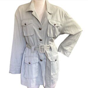 VTG 80s Gamma Los Angeles Trench Coat Utility Jacket Sz L 90J
